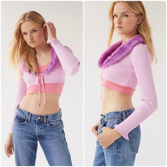 Urban Outfitters- Izzy Faux Fur Cardigan - Picture 1 of 6